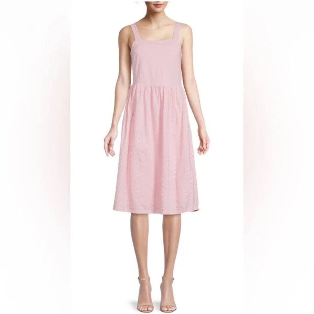 Barbour Petal Pink Eyelet Hopewell Fit and Flare Lined Sundress Size 16
